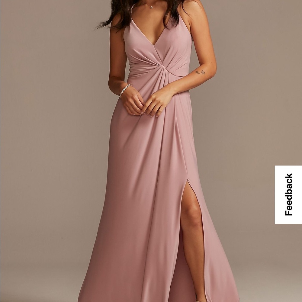 Davids bridal bridesmaid gown in quartz - straps slightly altered.